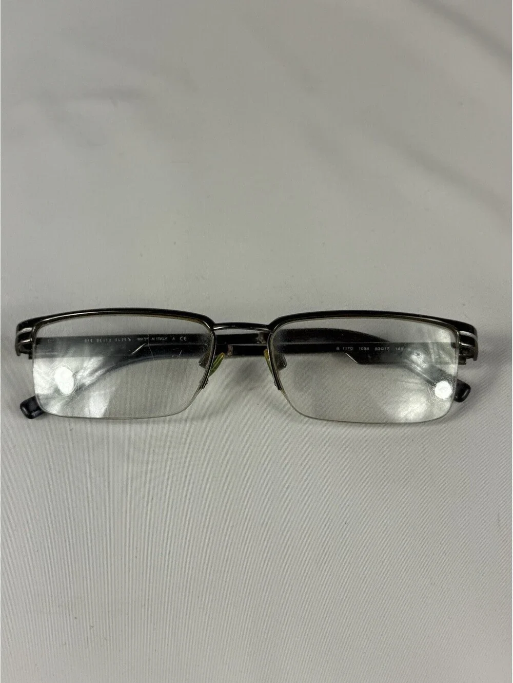 Burberry Eyeglasses B 1170 1094 Silver Black Half Rim Frame Italy 53[]17 140